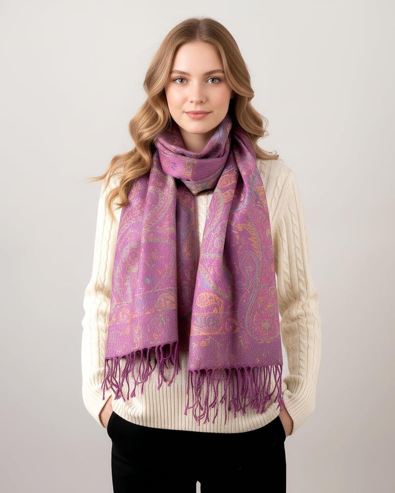 Achillea Big Paisley Pashmina Shawl Wrap for Women – Elegant Scarf for Weddings, Evening Dresses, Festivals & Daily Wear - Image 2